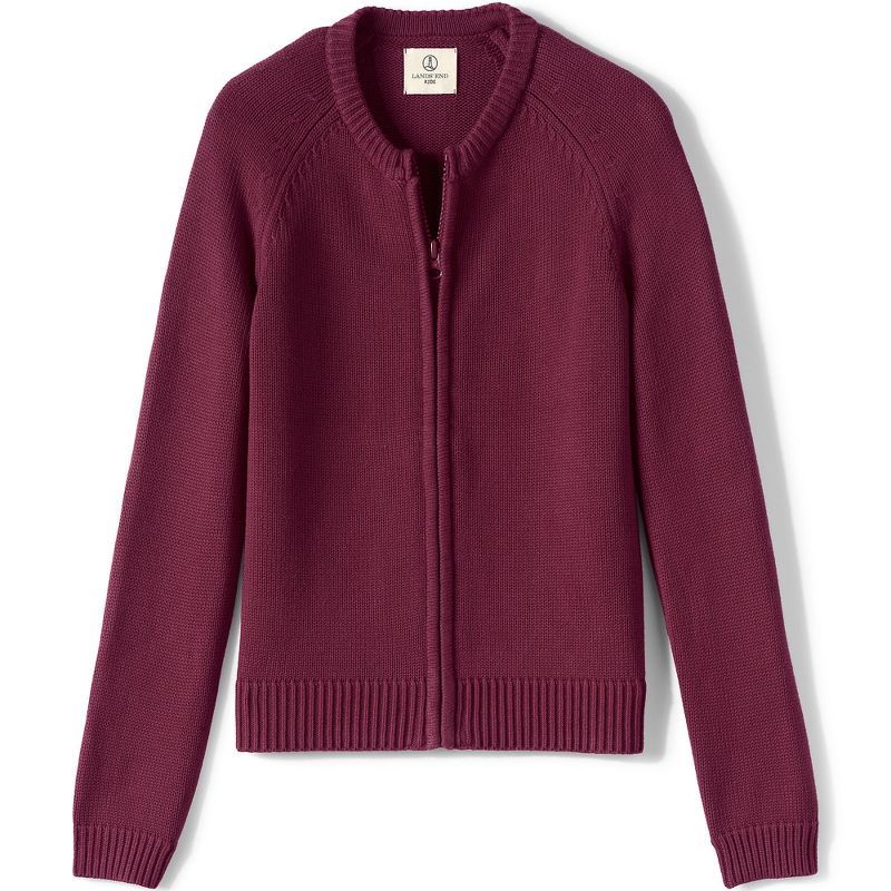 Lands' End School Uniform Kids Cotton Modal Zip-front Cardigan Sweater, 1 of 4