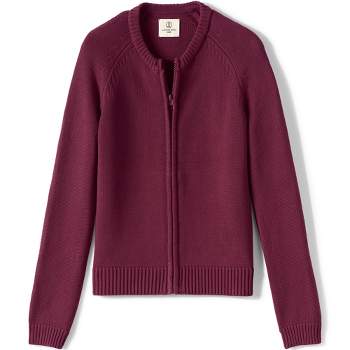 Lands' End School Uniform Kids Cotton Modal Zip-front Cardigan Sweater