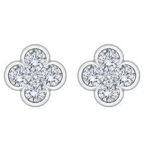 Pompeii3 1/2Ct Diamond Earrings Women's Fashion Clover White or Yellow Gold Lab Created - 1 of 3