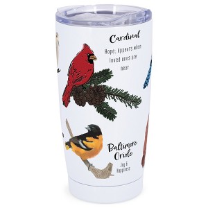 Elanze Designs 20 oz Stainless Steel On the Go Insulated Travel Tumbler With Push Top Lid, Bird Lovers Collection White - 1 of 4