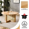 Round Coffee Table With Rattan Accents Modern Circle Center Table,Natural Wood - 2 of 4
