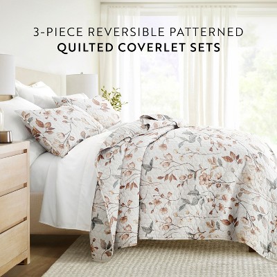 Becky Cameron Ultra-Soft Quilt Set – Lightweight Microfiber Coverlet in Russet Floral Pattern by Becky Cameron, Russet Floral Natural, Full/Queen — фото 8