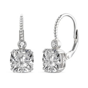 Guili Beautiful Rhodium Plated Cubic Zirconia Leverback Earrings, A Stunning & Refined Jewelry Piece That Adds Elegance to Any Look - 1 of 4
