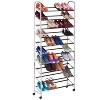 Honey-Can-Do 30 Pair Chrome Rolling Shoe Tower: Freestanding Metal Shoe Rack for Closet, Holds 30 Pairs, Silver - 2 of 4