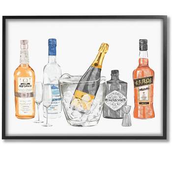 Stupell Industries Various Drink Liquor Bottles Framed Giclee Art
