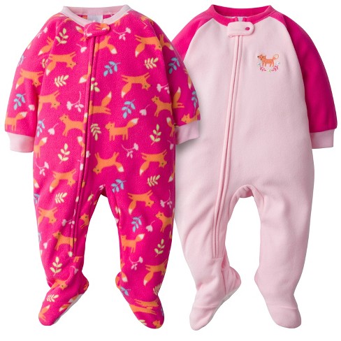 Micro-Polar Fleece Adult Footed Pajamas in Pink