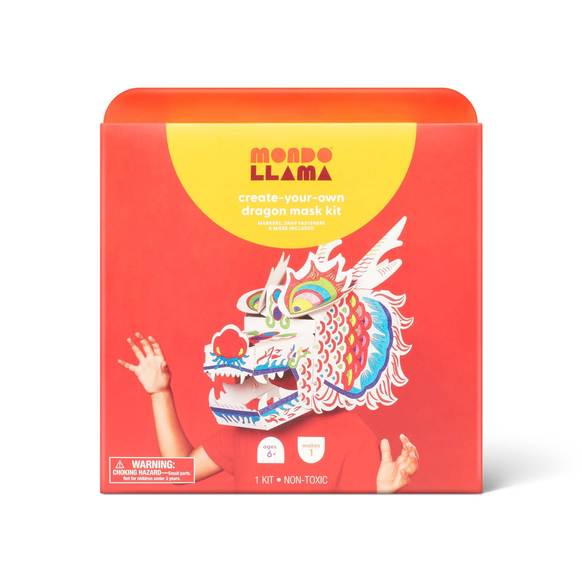 Lunar New Year Craft Wearable Cardboard Dragon Mask Coloring Activity Kit - Mondo Llama™