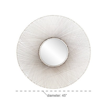 52'' Silver and Gold Sunburst Contemporary Wall Mirror