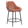 HomeRoots Set of Two 25" Brown And Black Faux Leather And Steel Counter Height Bar Chairs - 4 of 4