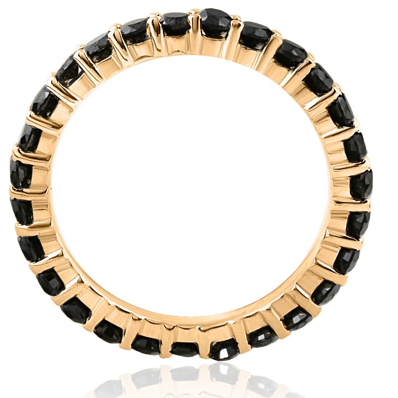 Pompeii3 1 1/2ct Black Diamond Eternity Ring 14k Yellow Gold Womens Stackable Band, 2 of 4