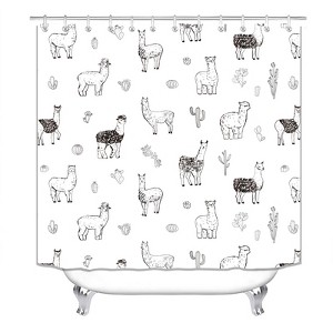 White Sheep Pattern Shower Curtains for Bathroom Waterproof Fabric Bath Curtain Durable Soft Stylish Bathroom Decor 72x72 Inch - 1 of 1