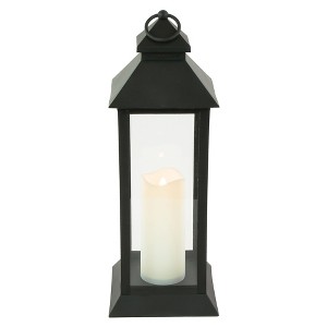 Northlight 15" LED Battery Operated Black Lantern with Flameless Candle - 1 of 4