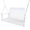 46.46"Front Porch Swing with Armrests, Wood Bench Swing with Hanging Chains - 3 of 4