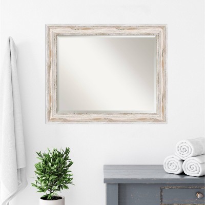 Alexandria Full Length Beveled Wall Mirror with White Wash Wood Frame