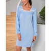 Clearlove Nightgowns for Women Lace Square Neck Button Down Ruffle Sleepwear Long Puff Sleeves House Dress - 4 of 4