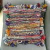 18" Blue and Red Throw Pillow with Fringe - 2 of 4