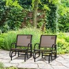 Outsunny 2 Piece Outdoor Glider Chair Set, Swing Chair with Breathable Mesh Fabric, Curved Armrests for Porch, Garden, Poolside, Balcony, Brown - 2 of 4