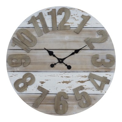 VIP Wood 30 in. Brown Weathered Wall Clock