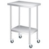 Stainless Steel Table, Heavy Duty Worktable with Adjustable Undershelf and Locking Casters, 2 Tier Metal Prep Table for Kitchen, Restaurant, Garage - 2 of 4