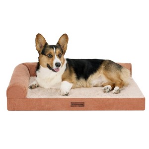 Plush & Grid Cord Orthopedic Deluxe L-Chaise Pet Bed for Dogs and Cats - 1 of 4