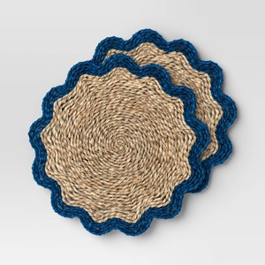 2pk Woven seagrass Charger Blue border - Threshold™ - 1 of 4