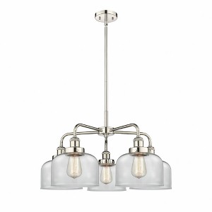 Bell - 5 Light Stem Hung Chandelier In Art Deco Style-14.75 Inches Tall and 26 Inches Wide - 1 of 1