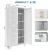 Fontoi Decorative Storage Cabinets, 2 Shapely Doors Cabinet with Vertical Holes,Freestanding Cabinet, White, 31.5"*17.72"*70.87" - 2 of 4