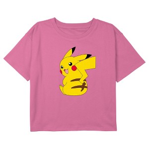 Girl's Pokemon Pikachu Sitting Portrait Crop Top T-Shirt - 1 of 3