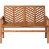 Slatted Chevron Acacia Wood Patio Loveseat – Saracina Home - 3 of 4