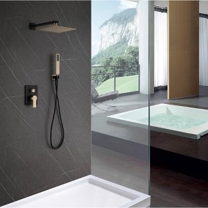 Luxurious Black and Gold Brass Bathroom Shower Set - 1 of 4