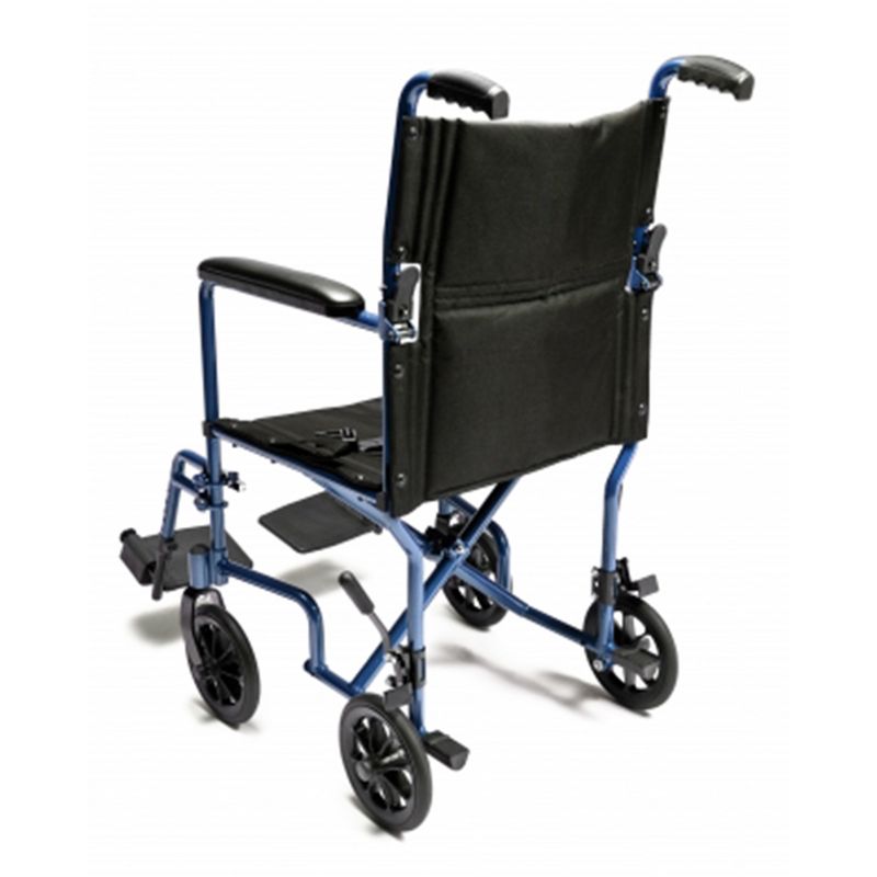 Graham Field EJ787-1 Everest & Jennings Lightweight, Compact Folding Transport Wheelchair with Aluminum Frame and 17 Inch Padded Seat, Blue, 3 of 6