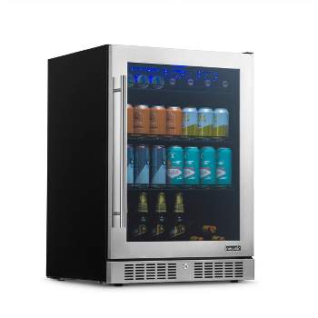 Newair 24" Built-in Premium 224 Can Beverage Fridge, Seamless Stainless Steel Door, Compact Drinks Cooler, Bar Refrigerator