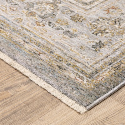 Handmade Gray and Gold Synthetic Rectangular Area Rug 5'3" x 7'6"
