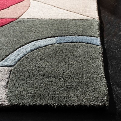 Handmade Blue Wool Abstract Runner Rug 2'6" x 12'