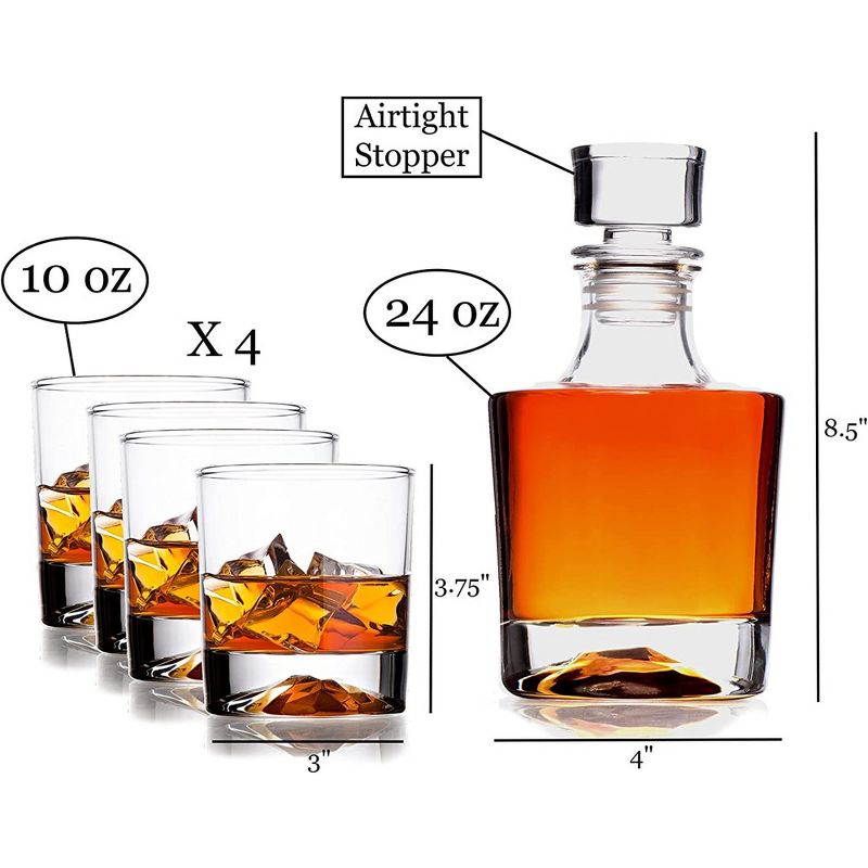 Bezrat Whiskey Decanter & 4 Whiskey Glasses Set, 3 of 9