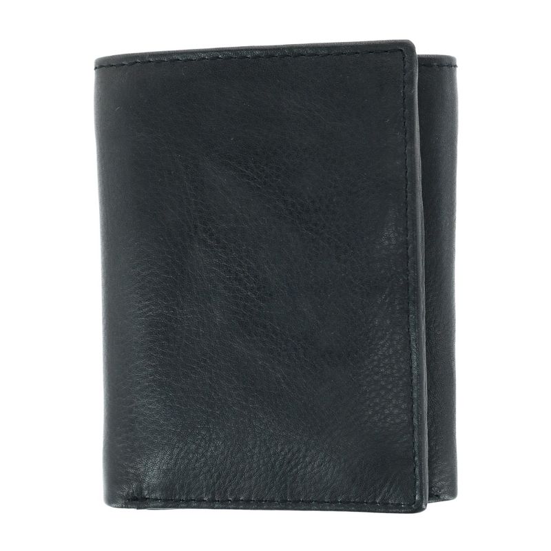CTM Men's American Bison Leather RFID Trifold Wallet, 1 of 5