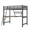 CAVINAS Twin Size Loft Bed with Desk Modern Metal Bed Frame with Storage Shelf and Inclined Ladder for Bedroom, Black - 3 of 4