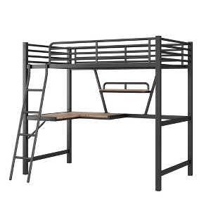 NicBex Metal Loft Bed with Built-in Desk and Shelf for Kids Teens Adults,Twin/Full - 1 of 1