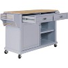 Acekool Grey Kitchen Island Cart with 2 Drawers & Spice Rack – Mobile Storage Island with Adjustable Shelves - 3 of 4
