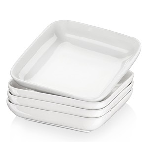 vancasso 4 Pieces Dinnerware Set,White,Durable Poreclain,Soup Plates,Square Plate,950ml,Service For 4 People - 1 of 4