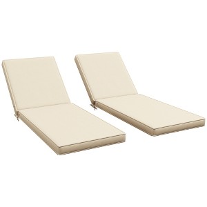 Outsunny 2-Piece Patio Chair Cushions with Back, 72" x 21" x 3" Replacement Cushions with Ties for Outdoor Lounge Chair - 1 of 4