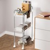 Hachikiko 3 Tier Acrylic Rolling Storage Cart - Clear Bathroom Organizer with 4 Extension Poles,Transparent Utility Cart with Wheels - 4 of 4