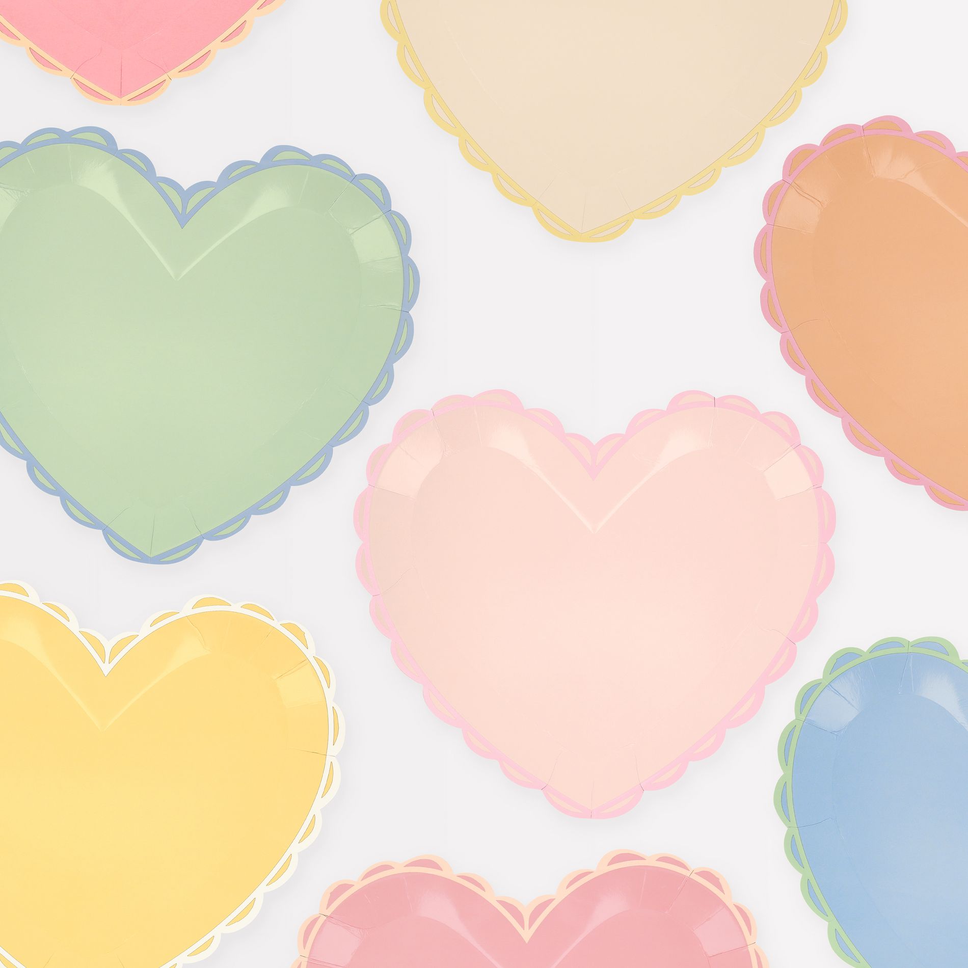 Meri Meri Pastel Heart Large Plates (Pack of 8)
