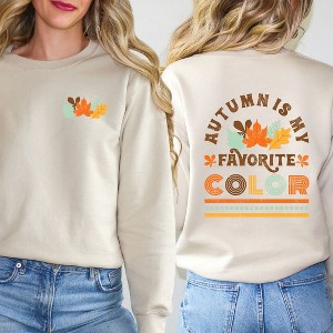 Simply Sage Market Women's Graphic Sweatshirt Autumn Is My Favorite Color Colorful Front and Back - 1 of 4
