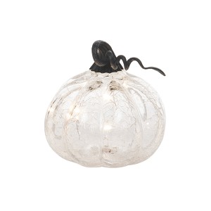 Transpac Glass 5.9 in. Clear Halloween Light Up Iridescent Pumpkin - 1 of 2
