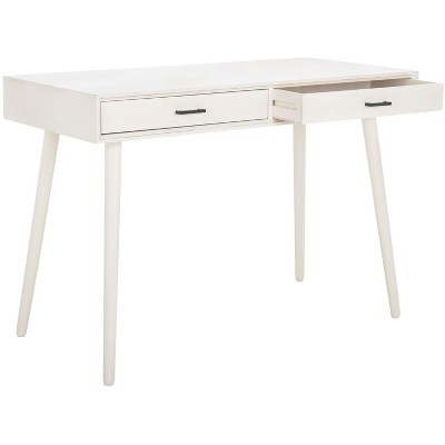 Distressed White Retro Wood Writing Desk with Drawers