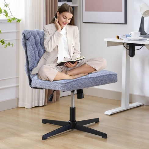 Teddy Fabric 360 Swivel Home Office Chair With Metal Base Height Adjustable Task Computer Desk Chair Blue 4L ModernLuxe