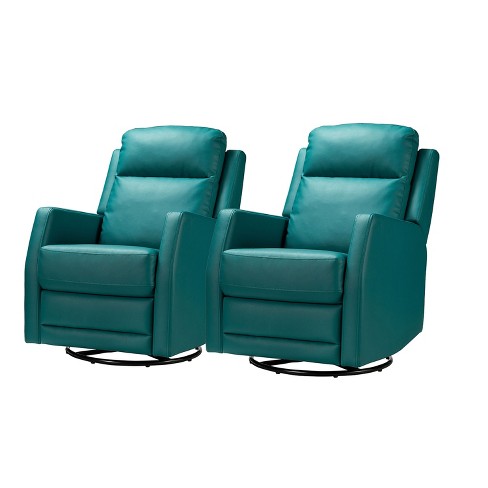 Teal swivel online recliner