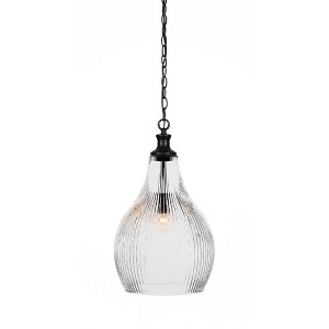 Toltec Lighting Carina 1 - Light Pendant in  Matte Black with 12.25" Clear Ribbed Shade - 1 of 1