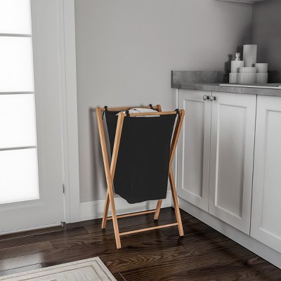 Foldable Bamboo Laundry Hamper - Lightweight Space Saving Collapsible X-Frame Linen Sorter with Natural Finish for Home or Dorm by Hastings Home